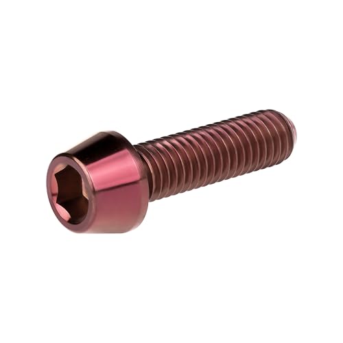 Image of Titanium Ti Bolt M5x9 16 18 20 25 30 35 40 45 50 55 60mm Tapered Head Screws Pack of 4 (M5x18mm, Burgundy)
