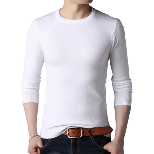 Slim Fit Knit Pullover for Men Wool Sweater V Neck Lightweight Long Sleeves Soft Jumper Top