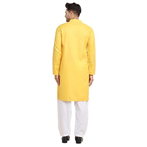 Image of Royal Kurta Mens Cotton Solid Pattern Kurta and Salwar Set