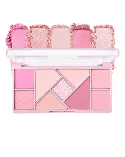 Paleta de Sombras de Ojos Mate y Brillante, Sombra de Ojos Rosa, Larga Duración, Sombra de Ojos Pigmentada a Prueba de Agua, Acabado Satinado e Intenso, Maquillaje Vegano para Mujeres y Niñas-03