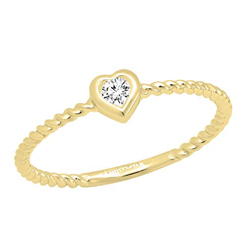 Dazzlingrock Collection Anillo de compromiso de oro amarillo de 14 quilates con diamantes blancos cultivados en laboratorio redondo de 0,08 quilates (quilates), Oro amarillo Diamante blanco cultivado