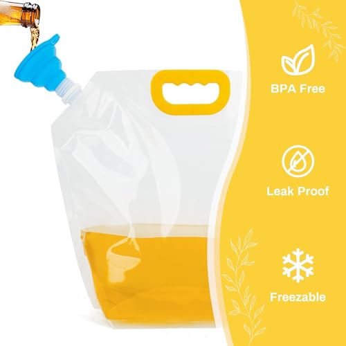Contenedor de Agua Plegable Paquete de 4, Bolsa de Almacenamiento de Agua Portátil de 1.3 Galón/5L para Camping, Senderismo, RV, Emergencia - Libre de BPA, A prueba de Fugas, Congelable miniatura 5