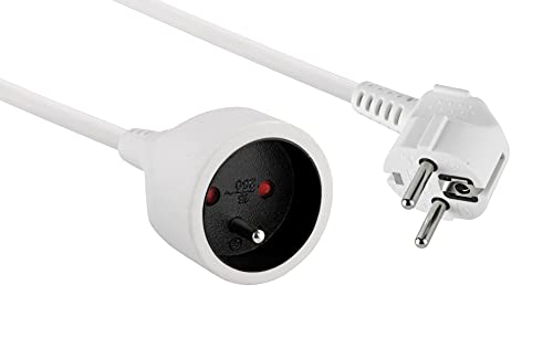 Electraline 10148022J Rallonge Prolongateur électrique 3 m 16A, Mâle à Femelle - section 3G1,5 mm² blanc