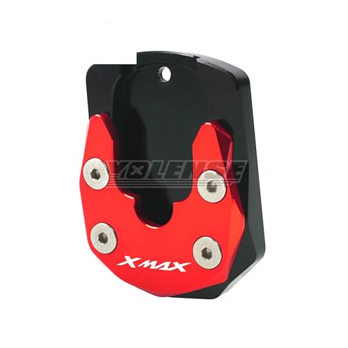 オートバイ CNC キックスタンドサイドスタンドスタンド延長引伸パッドヤマハ XMAX 125 250 300 X-MAX XMAX300 XMAX250 2017-2022(赤)