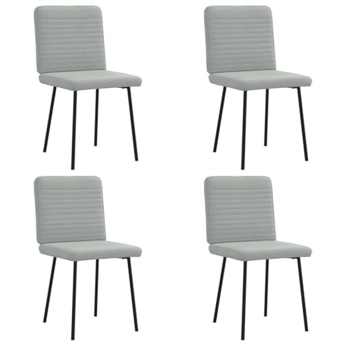 Sinkzol Juego de 4 sillas de comedor de terciopelo gris claro, con respaldo y reposabrazos, estructura de metal estable, asiento cómodo, ideal para comedor, cocina, salón y restaurante