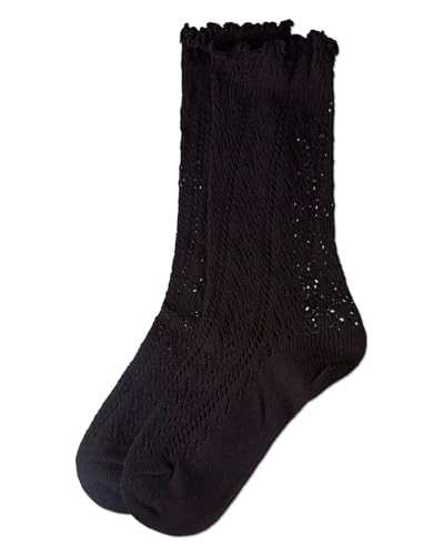 MeMoi Women's Ruffle Pointelle Crew Socks4