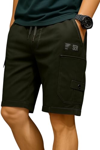 Image of INKKR Men Shorts || Men Shorts Cotton || Men Cargo Shorts Casual Comfort Breathable Knee Length Cotton Shorts