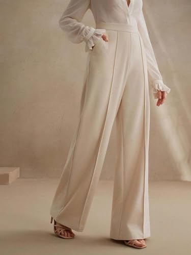 Image of KOTTY Women's Formal and Casual Pants - Straight Palazzo and Wide Leg Trousers for Women in Cotton Lycra and Stretchable Fabric
