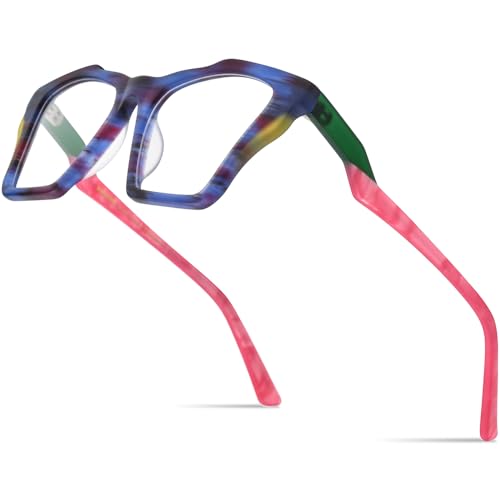 Image of HEPIDEM Gradient Multicolor Acetate Glasses Frame Women Big Oversize Eyeglasses 2023 New Spectacles Eyewear