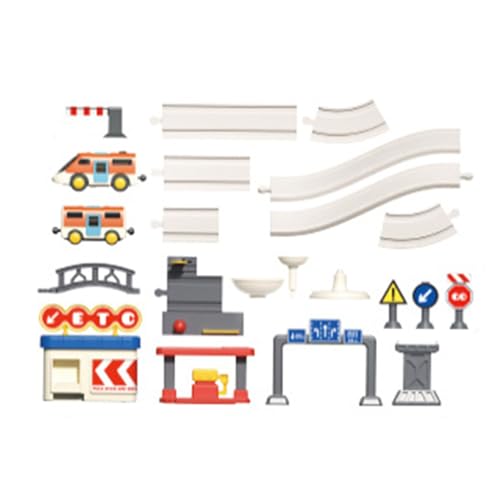 AMISENK Juego De Tren Eléctrico Simulación Ciudad con Vías Intercambiables Construcción ABS Juego Tren Eléctrico Juguete Aprendizaje para Niños con Conexión Magnética