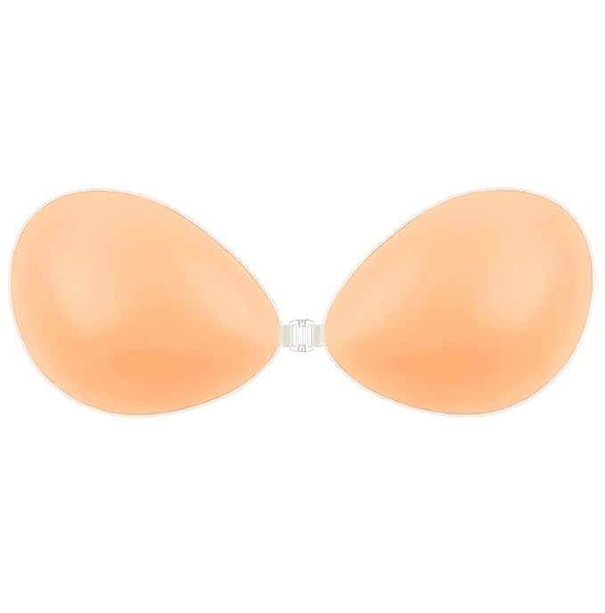 xsource Adhesive Bra Reusable Strapless Self Silicone Push-up Invisible Sticky Bras for Women Backless & Off Shoulder Dress. Beige-picture-36