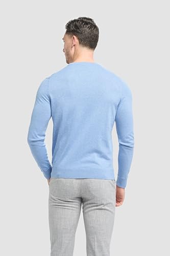 Pull ras du cou en tricot de coton pour hommes coupe ajustée décontracté