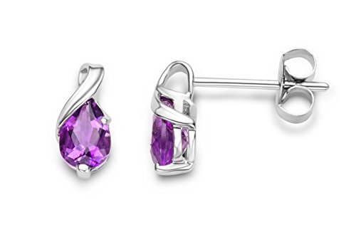 Miore Pendientes Para Mujer En Oro Blanco De 9 Kt 375 Con Amatista Morada En Forma De Pera Miore Pendientes Para Mujer En Oro Blanco De 9 Kt 375 Con Amatista Morada En Forma De Pera