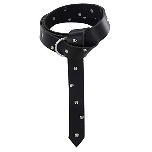 HGB Medieval Handmade Studded Leather O-Ring Belt Black