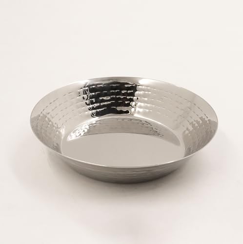 Image of Spillbox Stainless Steel Hammered Parat |Quarter | Snack |Nasta | Dessert Set| Side Dish Plate |Mirror Finish| BPA Free- Hammered Parat Plate (Large)