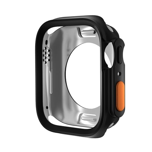 GANYUU Change To Ultra Case for Apple Watch Case 45mm 44mm 41mm 40mm TPU Soft Cover for Iwatch Series 9 8 7 6 SE 5 4 Upgrade Ultra 2 1 49mm Watch Case(Black,S10 42MM)