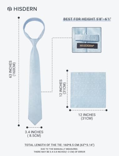Image of HISDERN Extra Long Ties for Men Classic Floral Tie and Pocket Square Elegant Silk Necktie Handkerchief Set Wedding Party