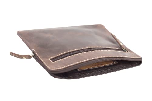 LEAS Banktasche & Geldtasche im Vintage-Style LEAS in Echt-Leder, Dark Cognac - Special-Edition