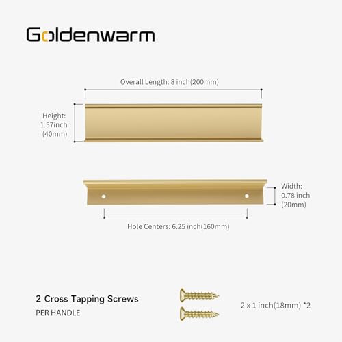 Image of Goldenwarm 50 Pack 6-1 /4 in Gold Finger Edge Pulls Drawer Finger Pulls Champagne Gold Kitchen Hardware Handles Bedroom Dresser Drawers