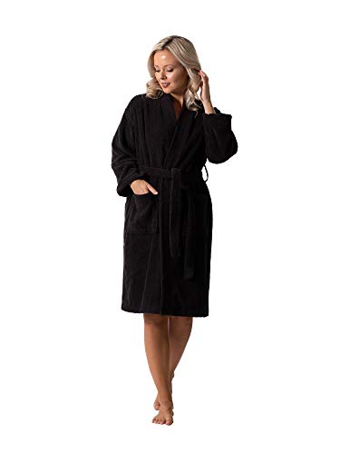 Image of Luxurious Turkish Terry Kimono Collar Super-Soft Terry Absorbent Bathrobes for Women