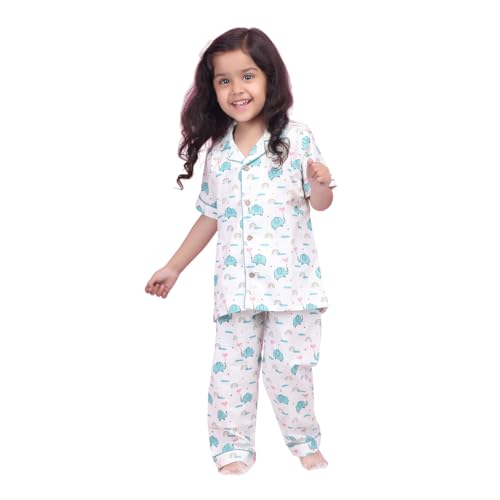 Image of POLKA TOTS 100% Pure Cotton Half Sleeve Night Suit for Kids, Girls & Boys | Cotton Pyjama Set | Unisex Night Dress for Children | Night Suit for Girls |Sleepwear for Kids | Winter Night Dress for Boys