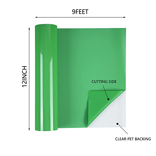 Image of HTVVETUR HTV Vinyl Rolls Heat Transfer Vinyl - 12 inch x 9ft Green HTV Vinyl for Shirts, Iron on Vinyl for Cameo - Easy to Cut & Weed for Heat Vinyl Design (14 K20 Fruit Green-9ft)