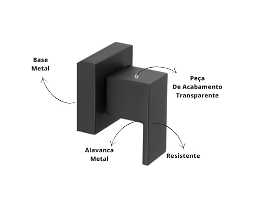 Acabamento Registro Quadrado Padrão Deca Preto Barcelona