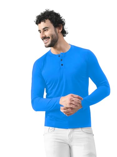 Image of Men's Long Sleeve Henley T-Shirt with Button Placket | Soft & Comfortable Casual Wear