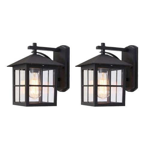 Image of WXHJRM 2 Pack Vintage Outdoor Wall Light Antique Watertight Outside Wall Lamp Retro Exterior Wall Sconce Garden Decor Wall Lantern Fixture for Corridor Villa Patio