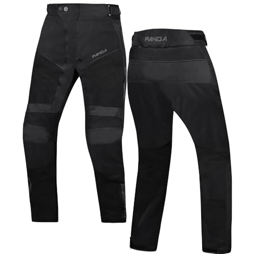 PANDA CYCLE GEAR Motorcycle Pants for Men & Women All Season Waterproof CE Armored Overpants Enduro Dual Sports ATV Motocross Cargo Touring Pants | XL Black