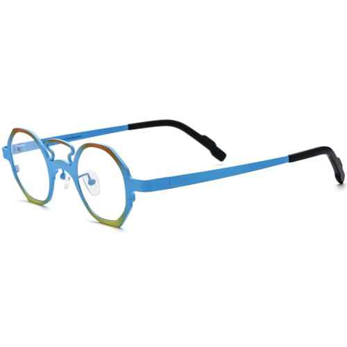 Image of FONEX Colorful Pure Titanium Glasses Frame Women Retro Round Eyeglasses