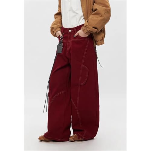 Men's High Waist Length Jeans Pockets Hip-Hop Baggy Cargo Pants Casual Y2K Grunge Street Denim Trouser3