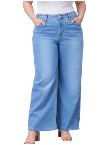 Image of Style Quotient Women Plus Size Black Wide Leg High Rise Stretchable Jeans