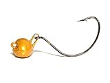 HFD Live Bait Jig Head - Jighead Fishing Hooks for Flounder, Tout, Redfish, Largemouth Bass and Crappie - Fishing Tackle for Freshwater and Saltwater (Gold, 1/4oz)