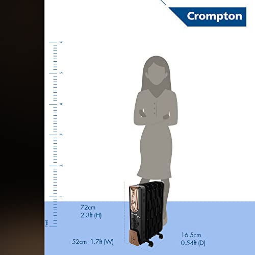 Crompton insta Ferveor 11F 2500 Watts Oil Field Heater 400 Watts PTC Element with Fan, Black Gold, Standard (ACGRH-INSTAFERVE11) - Image 6 of 7