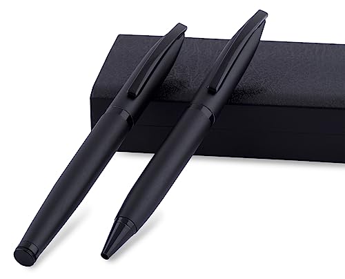 Image of amazon basics Classy Ballpoint Pen with Case for Office, Home and Gifting (Black Body, Blue Ink, Set of 2)