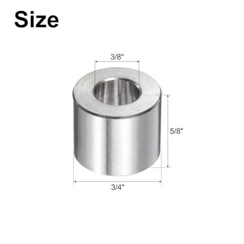 QUARKZMAN 5 Stück Edelstahl Abstandshalter 3/8 Bohrung x 3/4 AD x 5/8 Länge Schraube Buchse Glatte Oberfläche Rund Metall Distanzhülsen für M10 Schrauben Bolzen und Stangen