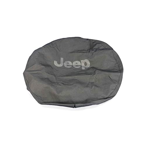 Mopar Jeep Wrangler Black Denim Tire Cover with Gray Jeep Logo