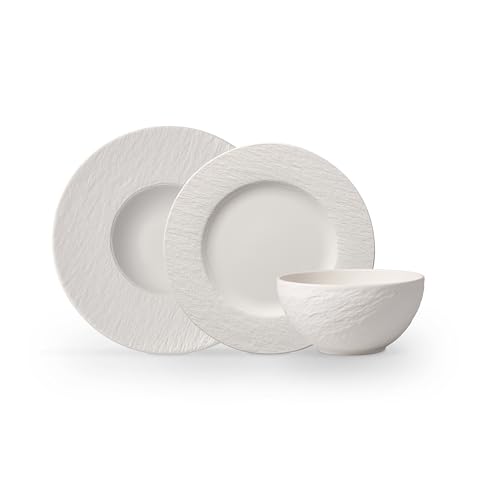 Villeroy & Boch - Manufacture Starter Set 6 Pezzi Bianco, Lavabile in Lavastoviglie, Adatto per Microonde, Piatti Ardesia, Scodella, Servizio, Set di Stoviglie, Porcellana Premium