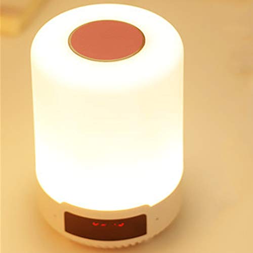 Buntes Dimmen Wecker Wake Up Light, Intelligentes Kabellos Bluetooth Lautsprecher Nachttischlampe Touch Dimmbar, Smart LED Wecker