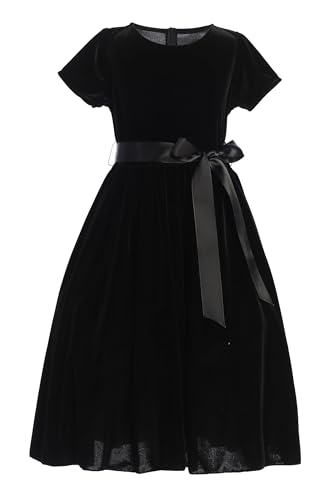 Made in USA - Velvet Girls Black Dress - Black Christmas Dress Girls - Black Flower Girl Dress - Vestido Negro para Niña2