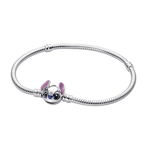 PANDORA Bracciale donna argento Disney Stitch 593738C01, 593738C01-19, Argento sterling, Nessuna pietra preziosa