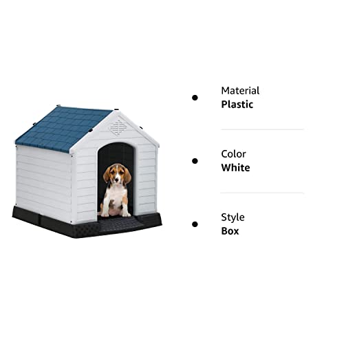 Indoor Outdoor Dog House Big Dog House For Small Medium Large Dogs 39 Inch High Plastic Dog Houses All Weather Dog House With Base Tough Durable House With Air Vents Elevated Floor Water Resistant #TOP7
