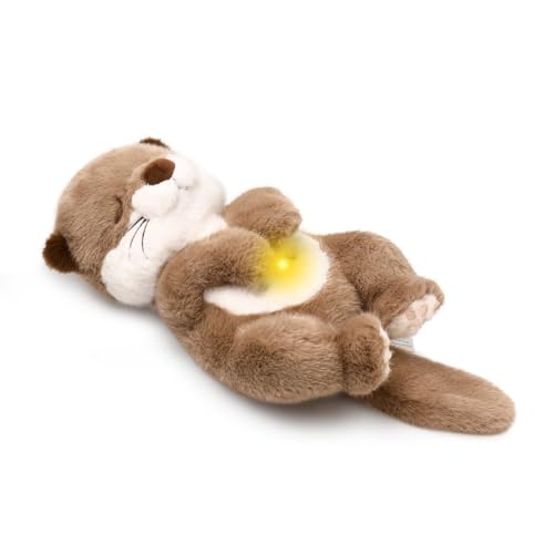 LUKETURE Breathing Otter Plush Toy with Rhythmic Motion Soft Night Light & White Noise Calming Plush Companion for Relaxation Cozy Sleep Aid Stuffed Animal for Home & Travel