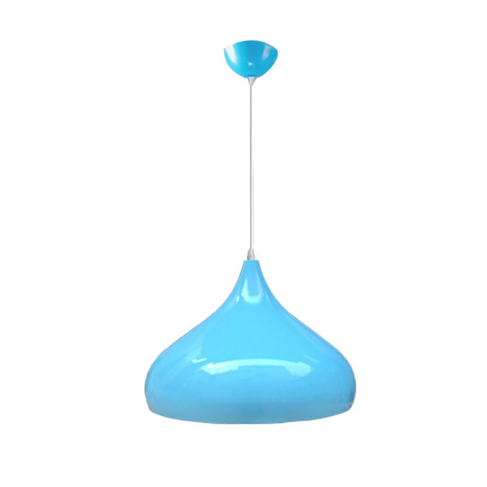 Lámpara Colgante de Metal Estilo Industrial con Casquillo E27 - Lámpara de araña para Dormitorio, Comedor y Bar (Azul, 30 cm)