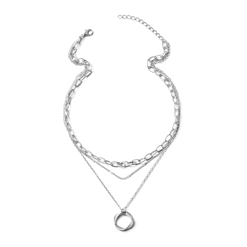 JRYXDS Colliers Superposés Pour Femmes Colliers Ras Du Cou Délicats Empilables Argent Femme Chaîne Plate En Acier Inoxydable Doré Réglable Tour