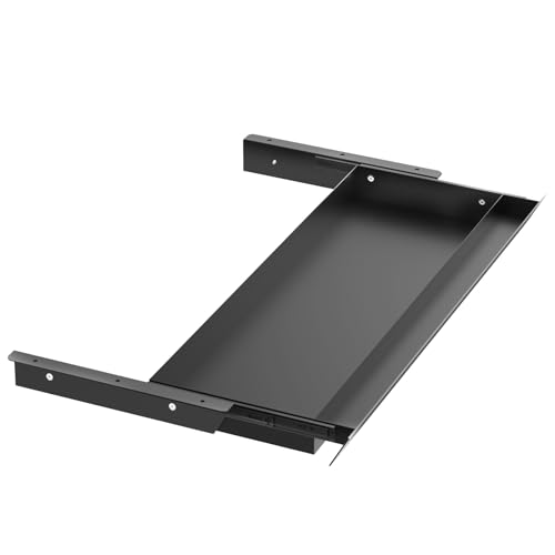 Image of Large Under Desk Mounted Sliding Drawer with Pencil Tray and 60 Degree Tilt Panel to Pull Out, 30'' Long & 13'' deep Large Storage Organizer for Sit Stand Workstation