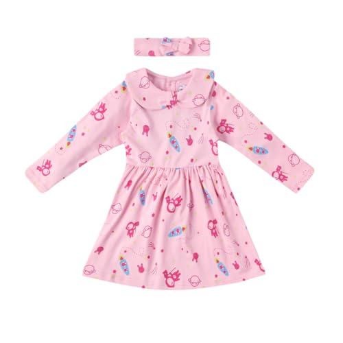 Image of Nautinati Baby Girls 100% Cotton Peterpan Collar Printed Dress | Age 0-3 Years