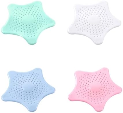 4 PCS Starfish Hair Catcher Bathroom Drainage Net Kitchen Filter Cover Bathtub Drainage Net Hair Catcher is Used to Prevent Blockage of Kitchen and Bathroom Drainage Outlets