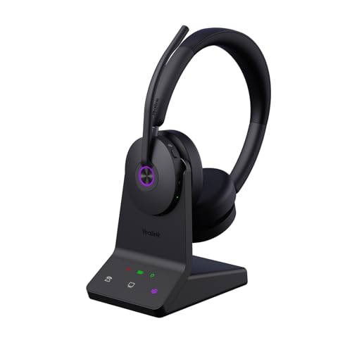 Yealink WH68 ANC DECT Kabelloses Headset mit Mikrofon 4X AI-Mic mit Geräuschunterdrückung 185m Reichweite 32H Gesprächszeit On-Ear-Headsets Teams-zertifizierte Kopfhörer Kabellos für die Arbeit